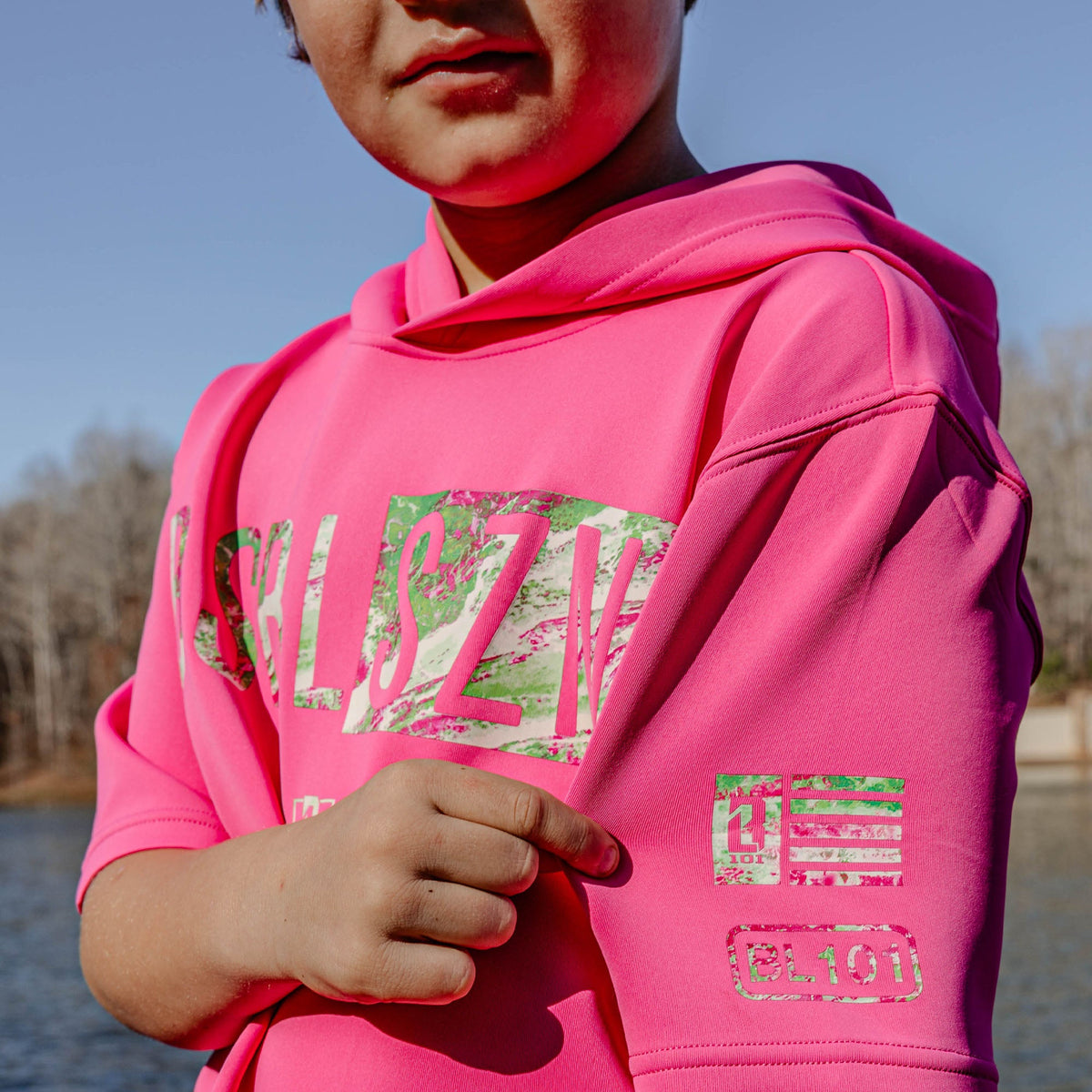 Realtree BSBL-SZN Short Sleeve Youth Hoodie V3 - Pink/Aspect-Pink