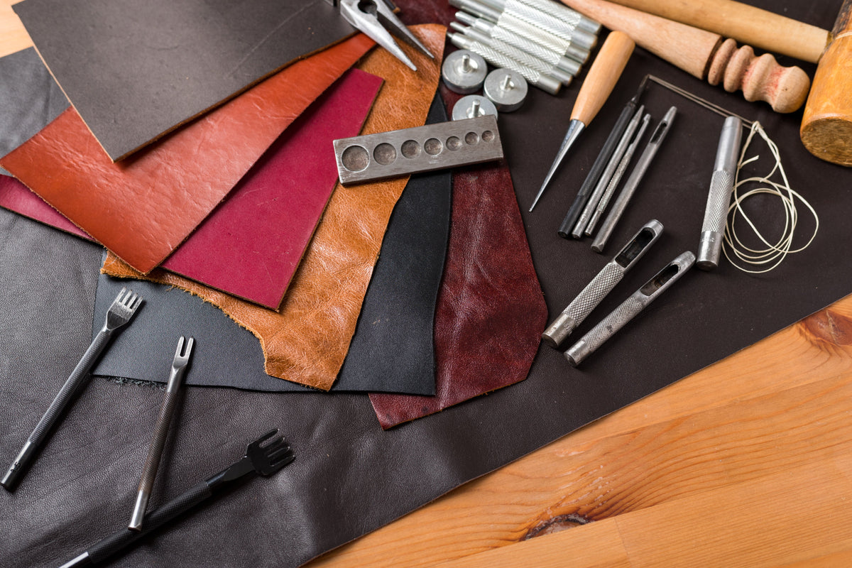 Close-up of the stitching and leather grain
